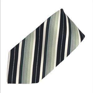 Croft & Barrow Striped Tie Green White Silver